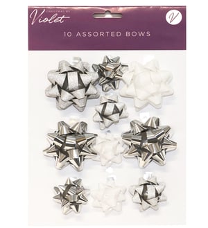 a package of 10 assorted bows by violet