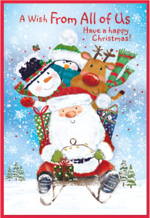 a christmas card that says a wish from all of us