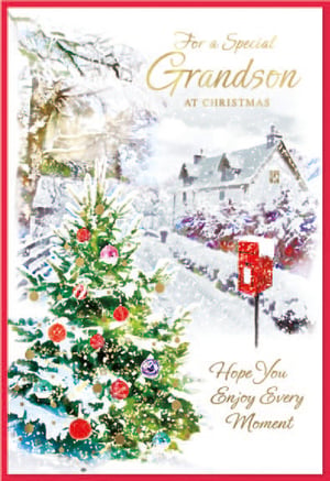 a christmas card that says for a special grandson at christmas