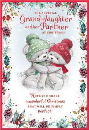 a christmas card for a special granddaughter and her partner
