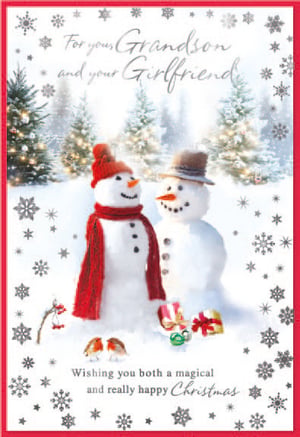 a christmas card for grandson and girlfriend wishing you both a magical and really happy christmas