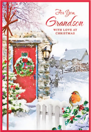 a christmas card for grandson with love at christmas