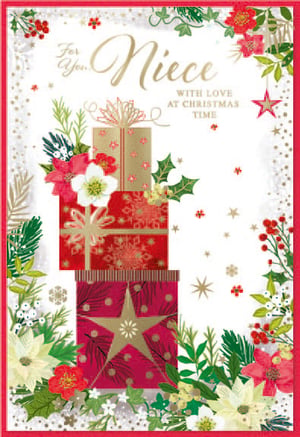 a christmas card that says for you niece with love at christmas time