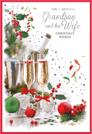 a christmas card for a special grandson and his wife