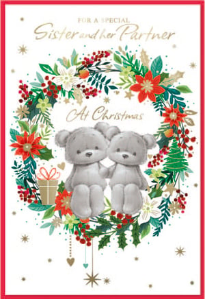 a christmas card for a special sister and her partner