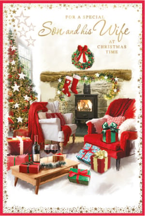 a christmas card for a special son and his wife
