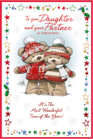 a christmas card that says to your daughter and your partner at christmas