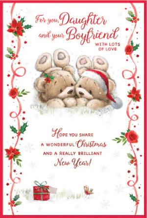 a christmas card for a daughter and her boyfriend