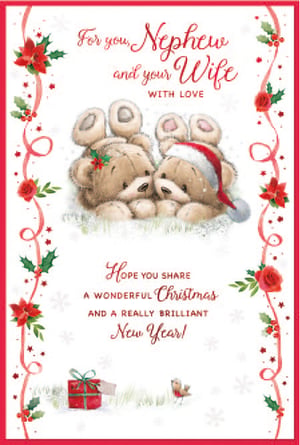 a christmas card for a nephew and his wife