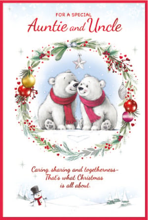 a christmas card for an auntie and uncle
