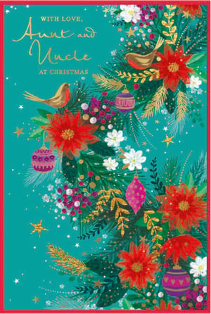 a christmas card that says with love aunt and uncle at christmas