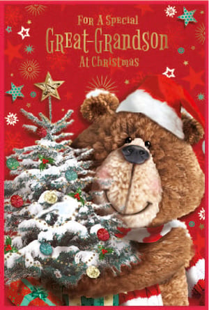 a teddy bear wearing a santa hat is holding a christmas tree
