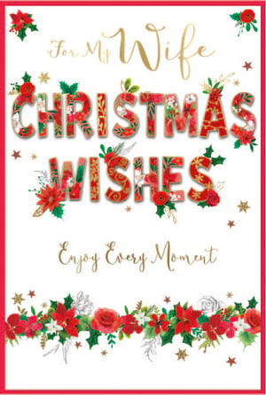 a christmas card that says for my wife christmas wishes enjoy every moment