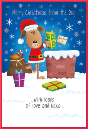 a christmas card that says merry christmas from the dog