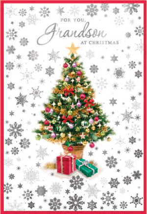 a christmas card that says grandson at christmas