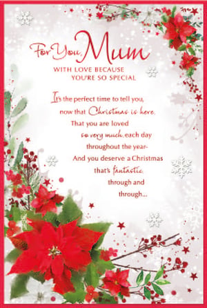 a christmas card that says for you mum with love because you 're so special
