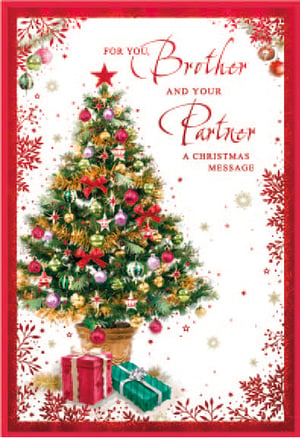 a christmas card for a brother and his partner