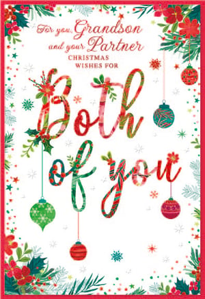 a christmas card for grandson and partner wishes for both of you