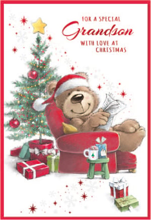 a christmas card for a special grandson with love at christmas