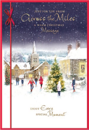 a christmas card that says just for you from across the miles