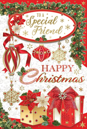a christmas card that says to a special friend happy christmas