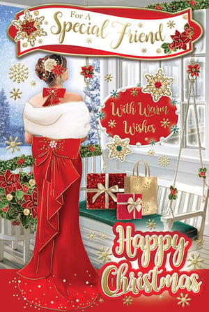 a christmas card for a special friend with warm wishes