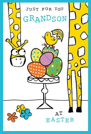 a greeting card that says just for you grandson at easter