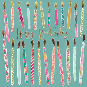 Brighten up your card selection with this delightful 'Open Birthday Female' design from the Great British Card Company. This charming card features a vibrant array of beautifully patterned candles, each adorned with unique stripes, polka dots, and floral motifs in a cheerful palette of pinks, teals, golds, and greens. The elegant golden 'Happy Birthday' script adds a touch of celebratory sparkle, making it a truly eye-catching choice.
Perfect for celebrating any special woman, this versatile card is sure to bring a smile to their face. Stock up effortlessly with our convenient pack of six cards (1x6), ensuring your shelves are always ready for those important birthday moments. A wonderful addition to any retail display!