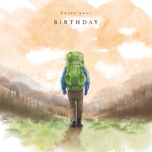Celebrate special birthdays with our 'Open Birthday Male' card, a thoughtful choice for any adventurer. This beautifully illustrated card features a lone hiker with a vibrant green backpack, setting off on a journey through a serene, atmospheric landscape. The warm, watercolour-style artwork evokes a sense of peace and exploration, making it perfect for those who appreciate the great outdoors. With the simple message 'Enjoy your BIRTHDAY', it's versatile for many recipients. Supplied by the trusted Great British Card Company, this card comes in a convenient 1x6 pack, ready to delight your customers.