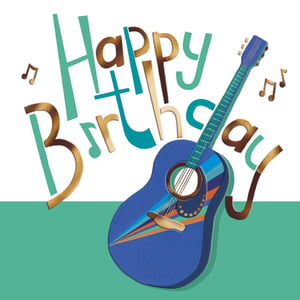 Celebrate in style with our 'Open Birthday Male' card! This vibrant design features a cool blue acoustic guitar, adorned with eye-catching stripes, perfect for music lovers. The 'Happy Birthday' message pops with a mix of playful fonts and shimmering gold accents, complemented by whimsical musical notes. It's a fantastic choice for any male birthday, offering a fresh and artistic touch. These engaging cards come in a convenient pack of 6, ready to bring joy to every recipient.