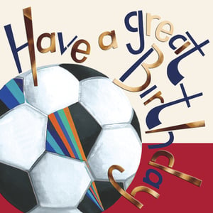 Score a retail win with our vibrant 'Open Birthday Male' card! This eye-catching design from the Great British Card Company is perfect for any football enthusiast.

Featuring a dynamic illustration of a classic football, some panels are playfully updated with bold blue, orange, and green stripes, adding a modern touch. The celebratory message, 'Have a great Birthday,' is artfully arranged around the ball, with a mix of deep blue and shimmering gold foil lettering that truly stands out. The striking cream and red background completes this energetic look.

Ideal for a wide range of male recipients, this card is sure to be a popular choice. Available in a convenient pack of 6, it's ready to bring joy to your customers' celebrations.