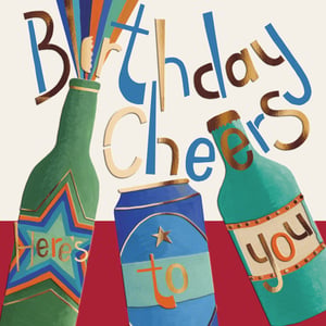 Raise a toast to a special birthday with our vibrant "Open Birthday Male" card! From the renowned Great British Card Company, this cheerful design features a lively "Birthday Cheers" message, complete with celebratory bottles and a can. The "Here's to You" sentiment makes it perfect for wishing any male recipient a fantastic day.

With its contemporary illustration style and eye-catching colours, including rich blues, greens, and gold accents, this card is sure to stand out on any display. Offer your customers a truly spirited birthday greeting. Available in a convenient 1x6 pack size for your wholesale needs.