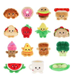 a bunch of stuffed foods with faces on them