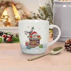a christmas gift bag with two birds on a branch