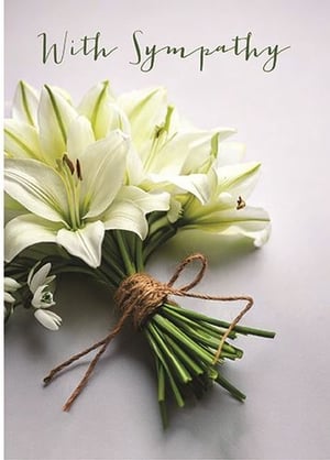 Offer a gentle message of comfort and support with our beautiful 'Sympathy' cards from Ling. This exquisite design features a serene bouquet of pure white lilies and delicate snowdrops, thoughtfully tied with rustic twine. The elegant script 'With Sympathy' adds a touch of understated grace, making it perfect for expressing heartfelt condolences.

Crafted with care, these cards provide a sensitive way to show you care during difficult times. Ideal for your customers seeking a meaningful and respectful tribute. Available in a convenient pack of 6, ensuring your shelves are well-stocked with this essential offering.