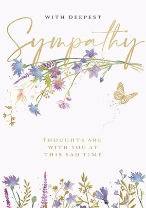 Extend your deepest condolences with this exquisite Sympathy card from Ling. Featuring a serene design of delicate watercolour flowers in soft blues and purples, accented by a graceful gold butterfly, this card offers a truly comforting touch. The shimmering gold script for "Sympathy" beautifully complements the heartfelt message: "THOUGHTS ARE WITH YOU AT THIS SAD TIME." Perfect for conveying sincere understanding and support during difficult moments, these cards are designed with utmost care and sensitivity. Each pack contains 6 cards, providing a thoughtful and elegant option for your customers to express their sympathies.