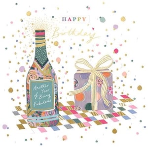 Add a touch of sparkle to any birthday celebration with our 'Open Birthday Female' card from Ling. This delightful design features a beautifully illustrated champagne bottle, proudly declaring 'Another Year of Being Fabulous', alongside a charming gift. Scattered confetti and a vibrant checkered pattern create a truly festive scene, making it an ideal choice for any woman's special day.
From trusted supplier Ling, these cards are crafted to appeal to your customers. Each wholesale pack contains 6 identical cards, providing convenience and ensuring you're well-stocked with a popular, eye-catching option. A wonderful addition to your greeting card display!