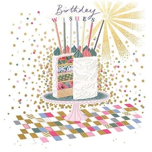 Make her birthday extra special with this enchanting 'Birthday Wishes' card from Ling. This delightful design showcases a beautifully detailed birthday cake, complete with a slice revealing charming floral and patterned layers. Adorned with colourful candles spelling out 'WISHES' and surrounded by a shower of shimmering confetti, it perfectly captures the joy of celebration. The elegant cake stands on a pretty patterned floor, adding to the festive scene. Ideal for any female birthday, these cards are sure to bring a smile. Available in a convenient pack of 6.
Product name: Open Birthday Female
Pack size: 1x6
Supplier: Ling