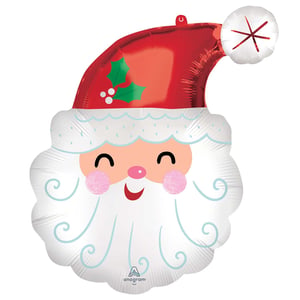 a santa claus balloon with a red hat and white beard