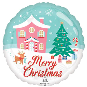 a christmas balloon that says merry christmas on it
