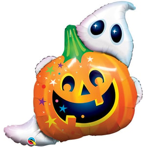 a balloon with a pumpkin and a ghost on it