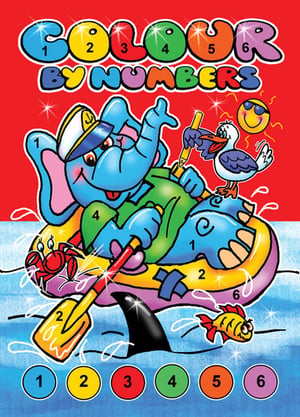 A color by numbers book with pencils and brushes on the cover.