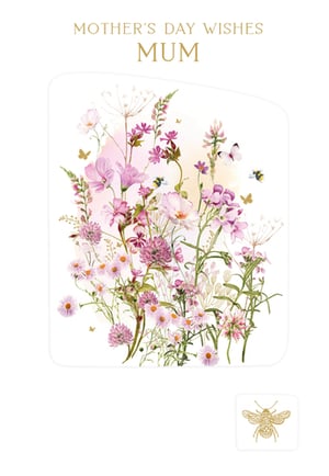 a mother 's day card with pink flowers and the words mother 's day wishes mum