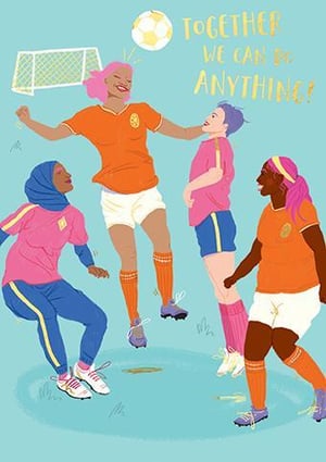 a group of women are playing soccer together on a field .