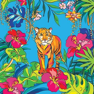 Bring a touch of the exotic to your shelves with this stunning 'Blank Female' card design from Paper Rose. Featuring a majestic tiger amidst a vibrant jungle of lush green leaves and colourful tropical blooms, this card is a true showstopper. The bold, artistic illustration pops against a brilliant blue background, making it an eye-catching choice for any occasion. Perfect for birthdays, thank yous, or just because, its blank interior offers endless possibilities for heartfelt messages. Each pack contains 6 beautifully designed cards, ready to delight your customers. Stock up on this captivating design and add a splash of wild beauty to your greeting card collection!