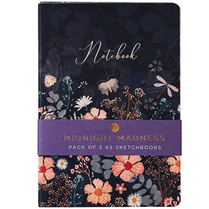 a midnight madness pack of 3 a5 sketchbooks