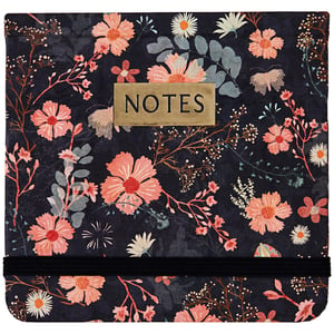 a notebook with a floral pattern and the word notes on it