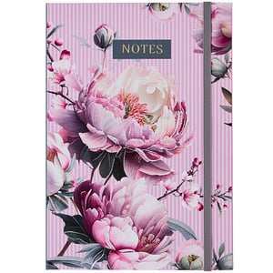 a notebook with pink flowers and the words notes on the top