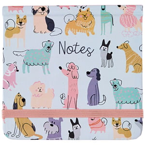 a notebook with dogs on it that says notes