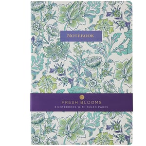 a notebook that says fresh blooms on it